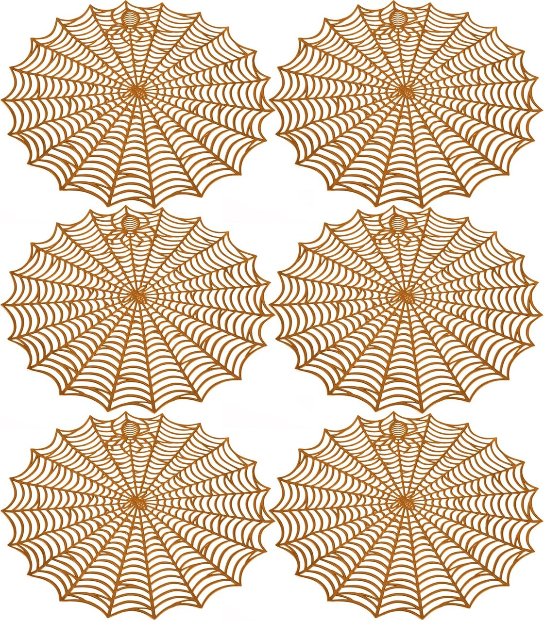 6 Pcs Halloween Spider Web Placemats- 15"" Heat Insulation Halloween Placemats